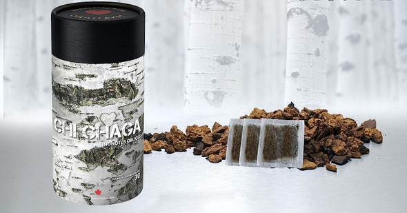 Premium Chaga Mushroom - 30 Tea Bags of 100% Wild Harvested Canadian Chaga Tea