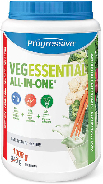 Progressive Health Vegessential, All-In-One Vegan Protein, Greens, Vitamins & minerals Powder - Unflavored 1008 g