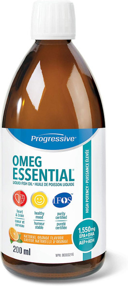 Progressive Omegessential Liquid Orange 200 milliliter Orange