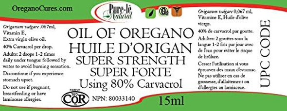 Pure-l? Natural Super Strength Oil of Oregano (~360 drops). Natural Ultra Premium Immune Supplement