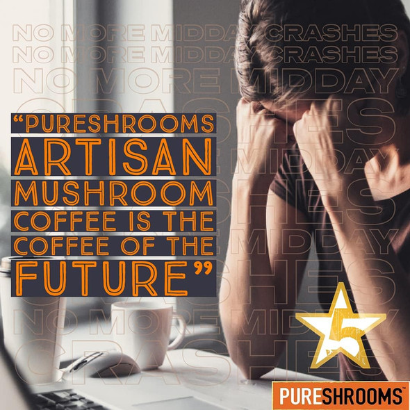 PureShrooms Coffee - Energize with Cordyceps & Chaga - Performance, Natural Energy, Immune Booster, Pre-Workout (50 Servings, 100 Grams)