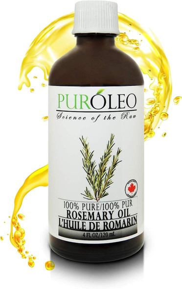 PUROLEO Rosemary Essential Oil, 4 FL OZ/120 ML (Large Bottle) 100% Pure Natural Undiluted, for Aromatherapy (MADE IN CANADA)