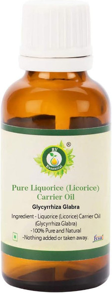 R V Essential Pure Liquorice (Licorice) Carrier Oil 30ml (1.01oz)- Glycyrrhiza Glabra (100% Pure and Natural)