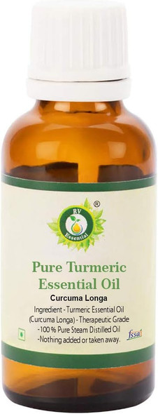 R V Essential Pure Turmeric Essential Oil 30ml (1.01oz)- Curcuma Longa (100% Pure and Natural Therapeutic Grade)