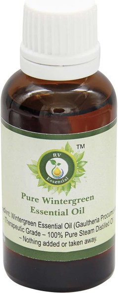 R V Essential Pure Wintergreen Essential Oil 100ml (3.38oz)- Gaultheria Procumbens (100% Pure and Natural Therapeutic Grade)