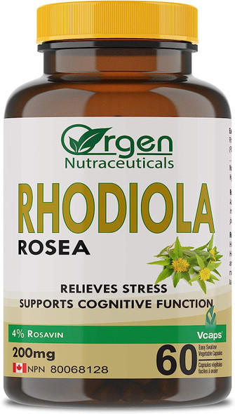 Rhodiola Rosea 200 mg 4% Rosavin I Relieves Stress I Health Canada Registered 60 v caps