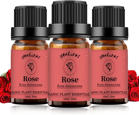 Rose Essential Oil, Aromatherapy Oils 100% Pure Gift Oils for Diffuser, Humidifier, Body Care, Massage - 3x10ML