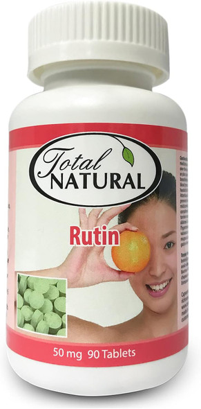 Rutin 50mg 90 tablets [1 bottle] by Total Natural, Anti-inflammatory, Help Absorb And Utilize Vitamin C, Improved Vascular Health, Vision Care