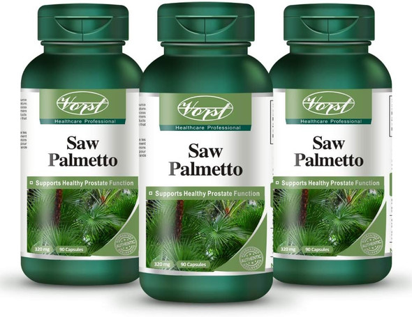 Saw Palmetto Extract 8:1 320mg (2560mg raw herb) 3 X 90 Capsules Supplement for Prostate Health Incontinence Support Pills DHT Blocker Hair Loss Treatment for Men Urinary Health