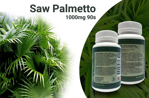 Saw Palmetto Supplement 1000mg 90s [1 bottle] by Total Natural, Prostate Health, Prostate Support Supplement Formula Reduces Frequent Urination and Prevent Hair Loss