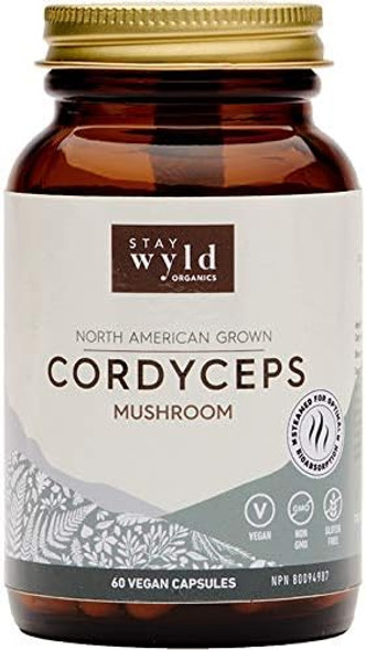 Stay Wyld Organics Cordyceps Mushroom Vegan Capsule Supplement - Daily Immune System & Respiratory Support, Improve Athletic Performance, High Cholesterol, Hormone Regulation, Libido Enhancement - Perfect for Adult Women & Men | (60 Capsules)