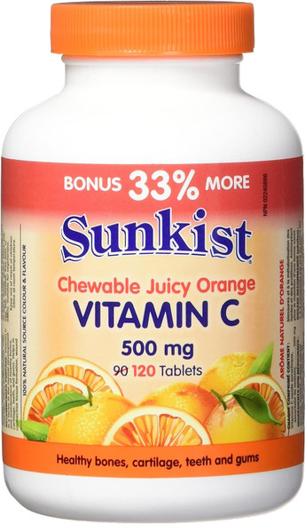 Sunkist Chewable Vitamin C Tablet, Juicy Orange, 500mg