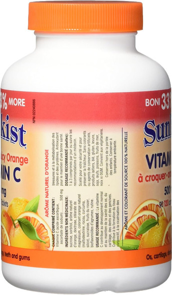 Sunkist Chewable Vitamin C Tablet, Juicy Orange, 500mg