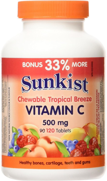 Sunkist Chewable Vitamin C Tablet, Tropical Breeze, 500mg