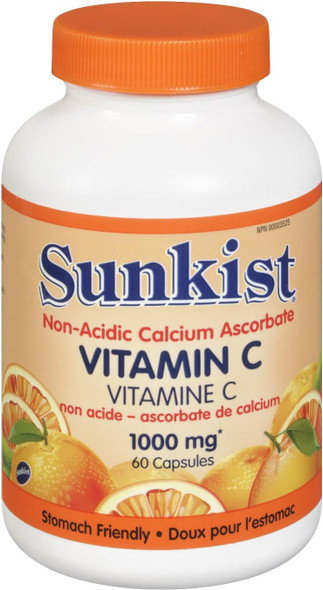 Sunkist Non-Acidic Calcium Ascorbate Vitamin C Capsule, 1000mg