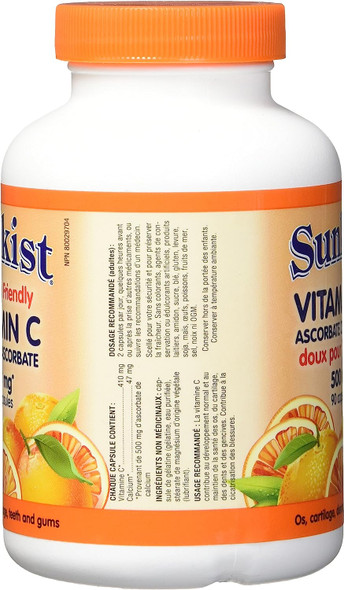 Sunkist Non-Acidic Calcium Ascorbate Vitamin C Capsule, 500mg