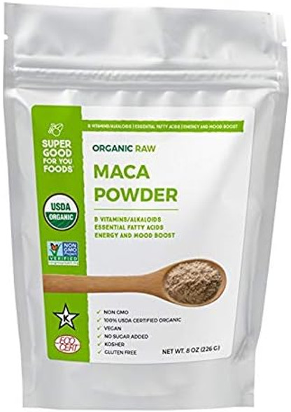Super Good For You Foods Organic Raw Maca Powder, Gluten-Free, Non-GMO + Vegan, 8 Ounce Bag