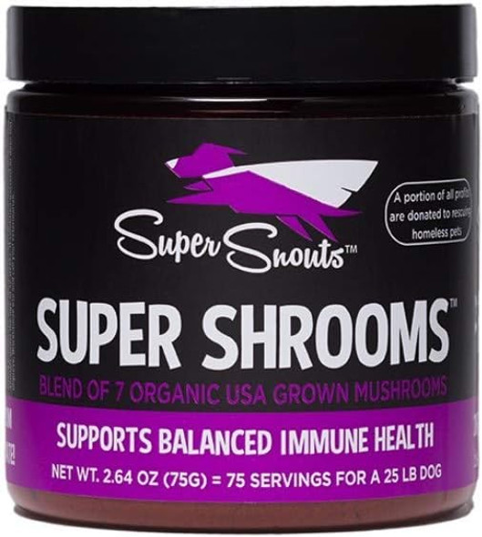 Super Snouts Super Shrooms Super 7 Organic Medicinal Mushroom Blend 2.64oz Jar w/Scoop