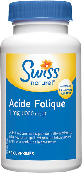 Swiss Natural Folic Acid 1mg (1000 mcg) Tablet 90