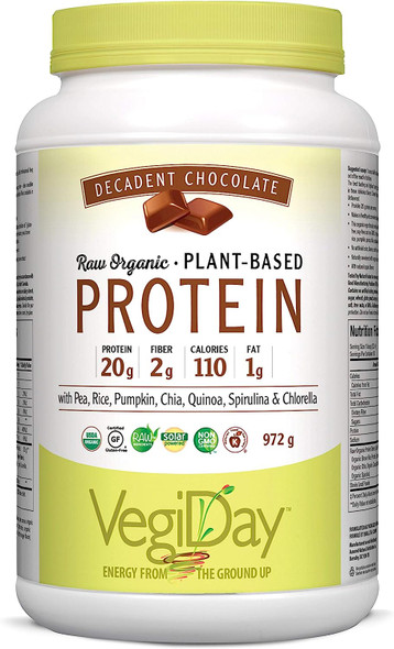 VegiDay Raw Organic Plant Based Protein Decadent Chocolate