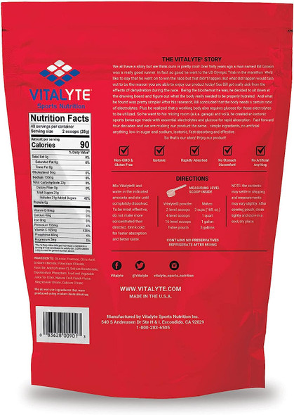 Vitalyte Natural Electrolyte Powder Drink Mix, Gluten Free, 40 2 Cup Servings Per Container (Fruit Punch)