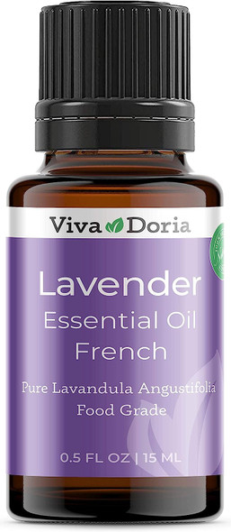Viva Doria 100% Pure Lavender French Essential Oil, Undiluted, Food Grade, Lavender French Oil, 15 mL (0.5 Fluid Ounce)