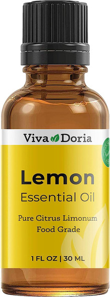 Viva Doria 100% Pure Lemon Essential Oil, Undiluted, Food Grade, Southwest - USA Lemon Oil, 30 mL (1 Fl Oz)