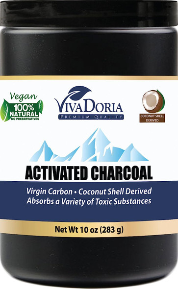 Viva Doria Virgin Activated Charcoal Powder, Coconut Shell Derived, Food Grade, 10 Oz (283 Grams)