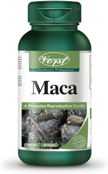 VORST Maca 500mg 90 Vegan Tablets | Supplement for Reproductive Health & Energy for Men & Women | Black Peruvian Maca Root | 1 Bottle (1 Bottle)