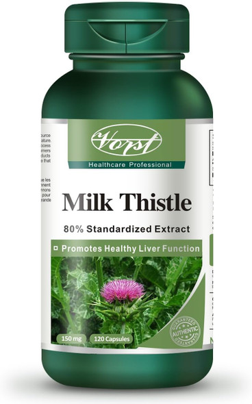 VORST Milk Thistle 85% Silymarin with 25:1 Extract Ratio (3750mg Raw Extract Equivalent) 120 Capsules | Supplement For Natural Liver Cleanse & Gallbladder Detoxification and Health | 1 Bottle