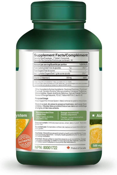 VORST Vitamin C 500mg 90 Chewable Tablets | Supplement for General Health, the Immune System, Fatigue, and Mental Health | Tangy Citrus Orange Flavor | 1 Bottle
