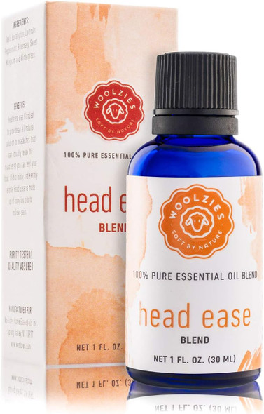Woolzies Head Ease Essential Oil Blend, Natural Pure Undiluted Therapeutic Grade for Natural Headache, Migraine Relief, Aromatherapy, Therapeutic Grade 1 Fl Oz (30 ML)