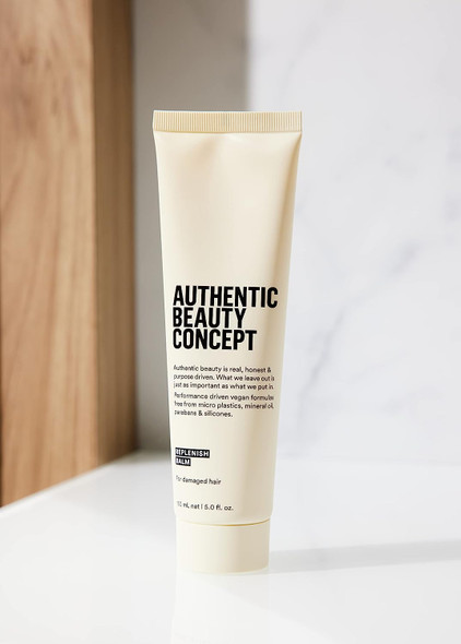 Authentic Beauty Concept Replenish Balm | Damaged Hair | Heat Protection & Strengthens Hair | Vegan & Cruelty-free | Silicone-free | 5 fl. oz.