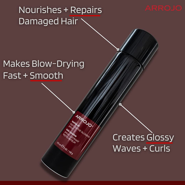 ARROJO Healing Hair Oil Spray for Women & Men  Revitalizing Keratin Oil for Dry Damaged Hair - Hair Gloss Treatment Delivers Plump, Voluminous Blow-Outs  Suitable for All Hair Types (5.0oz)