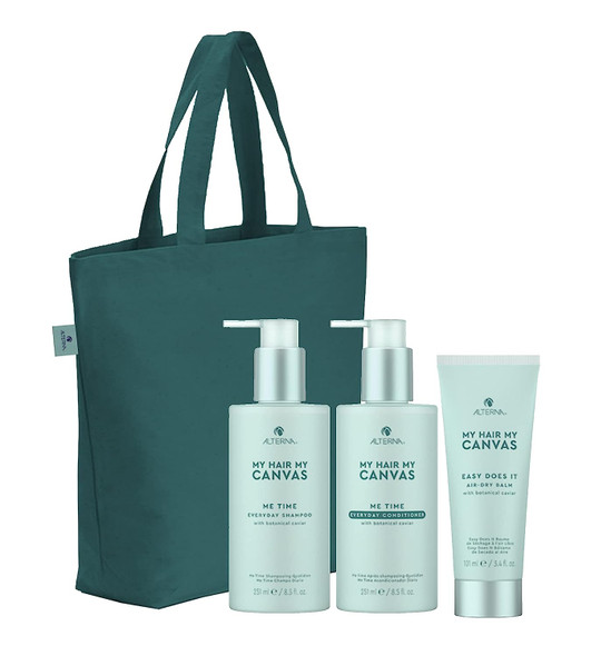 Alterna My Hair My Canvas Me Time Everyday Vegan Trio Gift Set for Shine, Smoothness, and Manageability | Shampoo, Conditioner, and Air Dry Balm, 20.4 fl. oz.
