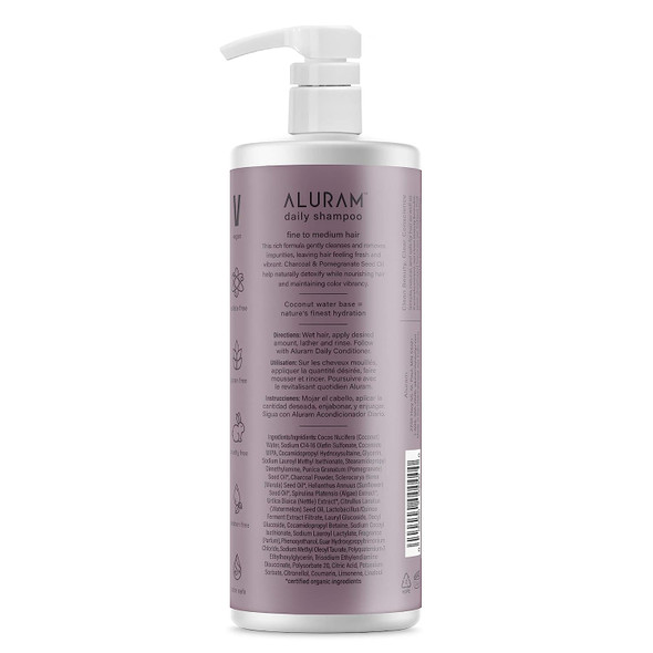 Aluram Coconut Water Based Daily Shampoo for Men and Women - Clean Beauty - Sulfate & Paraben Free