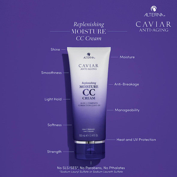 Alterna Caviar Anti-Aging Replenishing Moisture CC Cream | Leave-In Hair Treatment & Styling Cream | 10-in-1 Complete Correction | Sulfate Free