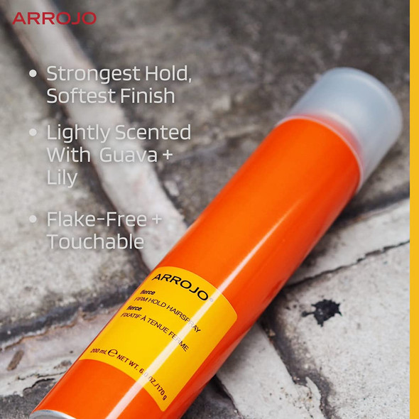 ARROJO Fierce Firm Hold Hairspray for Women or Men  Fine Mist Hairspray for Fine Hair or Thick Hair  Protects from Humidity & Adds Glossy Shine  Cruelty-Free Non Sticky Hairspray (6 oz)