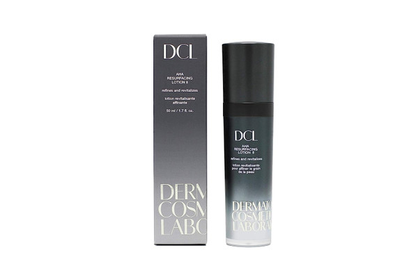 DCL Skincare AHA Resurfacing Lotion 8, 8% Glycolic Acid exfoliates while hydrating, reducing fine lines with Hyaluronic Acid, Vitamin E, Shea Butter, Jojoba, Green Tea 1.7 Fl oz