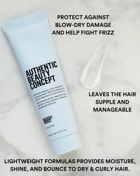 Authentic Beauty Concept Hydrate Lotion | Normal To Dry or Curly Hair | Heat Protection & Frizz Resistant | Vegan & Cruelty-free | Silicone-free |5 fl. oz