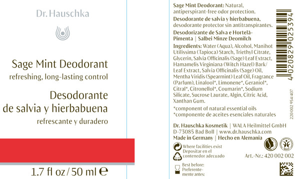 Dr. Hauschka Skin Care, Sage Mint Deodorant, 1.7 fl oz