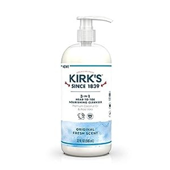 3-In-1 Head to Toe Nourishing Cleanser Fragrance-Free Original, 3.5 oz (Pack of 12) By Kirk's Natural Products