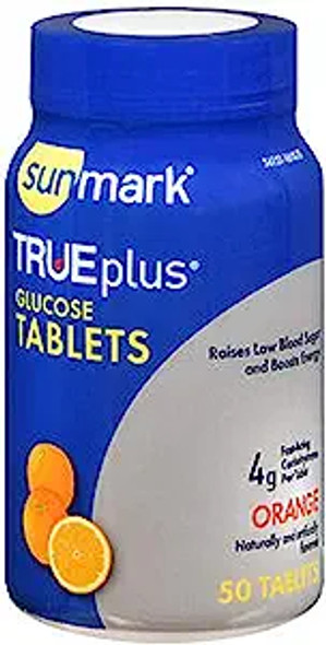 TRUEplus Glucose Tablets Orange 50 Tabs By Sunmark