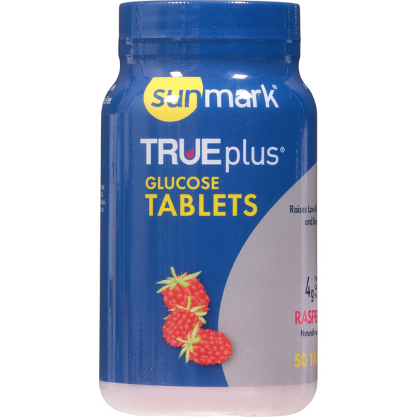 TRUEplus Glucose Tablets Raspberry 50 Tabs By Sunmark