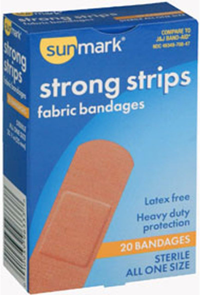 Sunmark Sturdy Strip Fabric Bandages All One Size 20 each By Sunmark