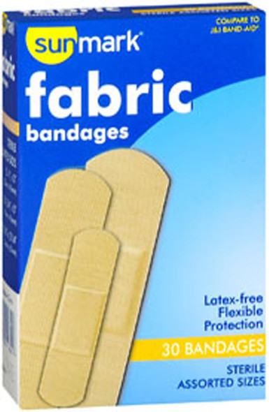 Sunmark Fabric Bandages Assorted Sizes 30 each By Sunmark