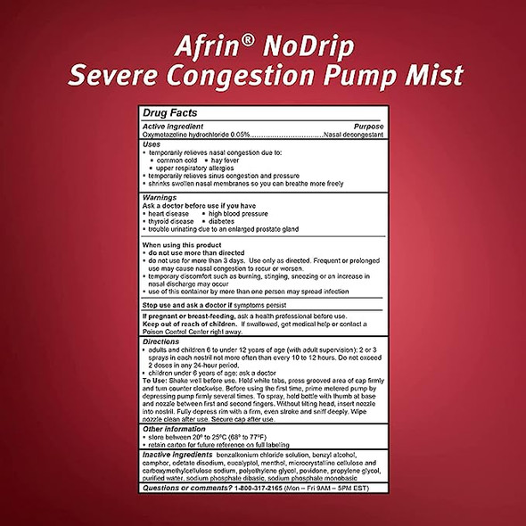 Afrin No Drip Pump Mist Sinus 0.5 oz By Afrin
