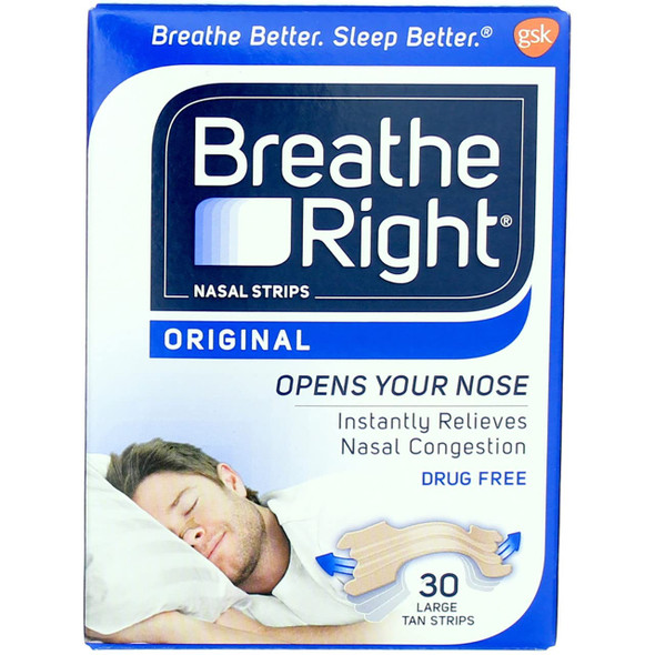 Breathe Right Nasal Strips Original Tan Large 30 Each By The Honest Company