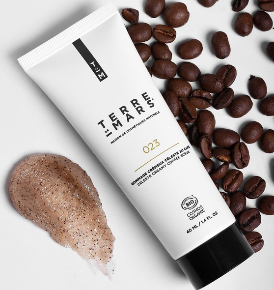 TERRE DE MARS Celeste Creamy Face coffee scrub Cosmos Organic Certified Infused With Coffee Powder, Shea Butter, Sunflower, Protects, Exfoliates and Revitalize Your Face with Antioxidants, 40ml