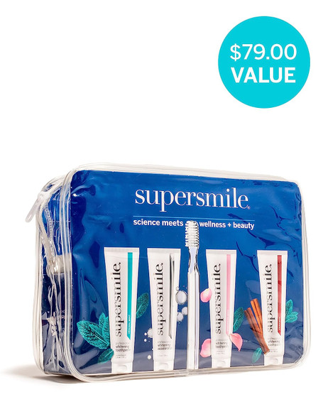 Supersmile Professional 4-Piece Flavor Sampler Kit w/ Whitening Toothpaste, Accelerator & Toothbrush